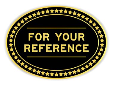 Siyah ve altın rengi oval etiket, beyaz arkaplandaki referansınız için