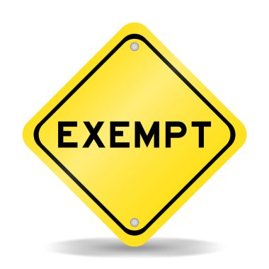 Yellow color transportation sign with word exempt on white background clipart