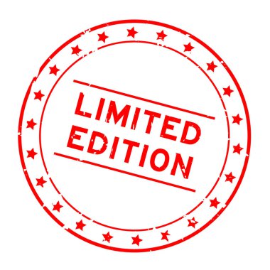 Grunge kırmızı sınırlı sürüm kelime yuvarlak mühür beyaz arka planda