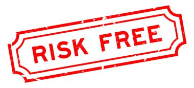 Beyaz arka planda Grunge kırmızı risksiz kelime kare kauçuk damgası 