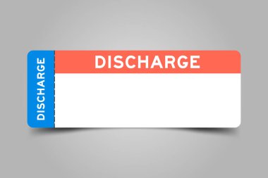 Blue and orange color ticket with word discharge and white copy space clipart