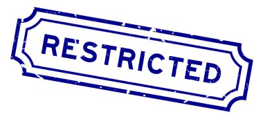 Beyaz arkaplanda Grunge mavisi yasak kelime kare kauçuk damgası 