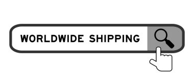 Beyaz arkaplanda büyüteç simgesini devretme ile dünya çapında kelime ile arama pankartı