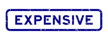 Beyaz arka plan üzerinde Grunge mavi pahalı kelime kare kauçuk mühür damga