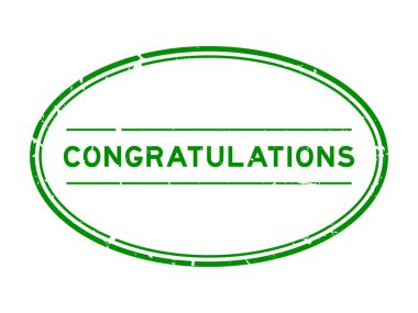 Grunge yeşil kelime oval lastik mühür beyaz arka planda