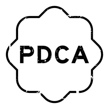 Grunge Black PDCA (planın kısaltması) beyaz arkaplanda sözlük kare kauçuk mühür mührü