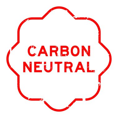 Grunge kırmızı karbon nötr kelime kare kauçuk mühür beyaz arka planda