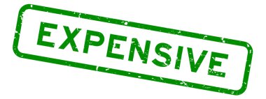 Grunge yeşil pahalı word kare lastik mühür damgası beyaz arka plan üzerinde