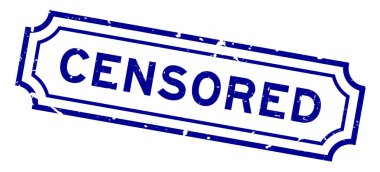 Grunge mavi Sansürlü kelime lastik mühür damgası beyaz arka plan üzerinde