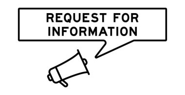 Beyaz arkaplan hakkında bilgi için konuşma baloncuklu megafon simgesi