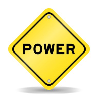 Beyaz arkaplanda sözcük gücü olan sarı renk taşıma işareti