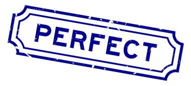 Grunge mavi mükemmel kelime beyaz arka planda kauçuk mühür