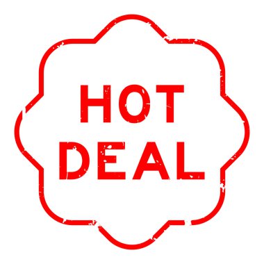 Grunge kırmızı anlaşma kelime beyaz arka planda lastik mühür