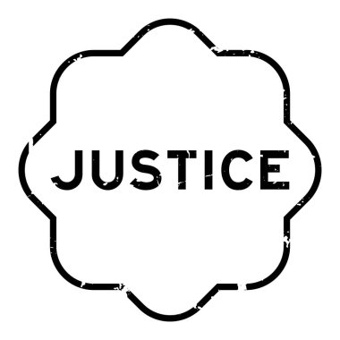 Grunge siyah adalet sözcüğü beyaz arka planda lastik mühür