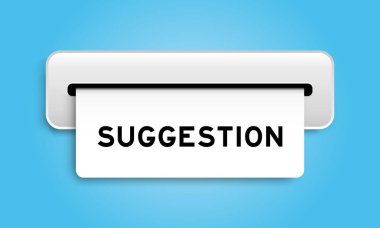 Mavi arkaplan üzerine makine kelime önerisi ile beyaz kupon afişi