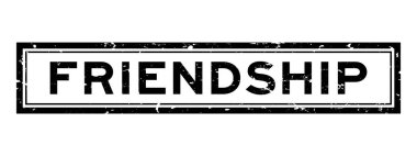 Grunge siyah arkadaşlık kelimesi rsquare ubber mühür beyaz arka planda