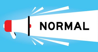 Mavi arkaplanda beyaz pankartta normal sözcüğüyle renk megafonu simgesi