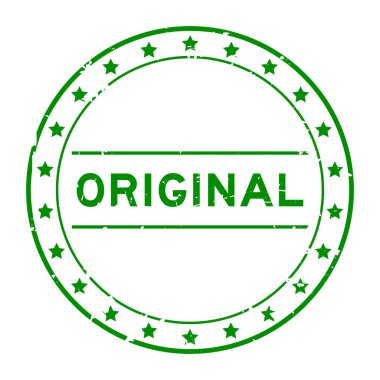 Grunge Green orijinal kelime yuvarlak lastik mühür beyaz arka planda