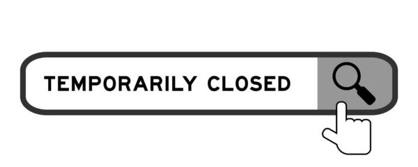 Поисковый баннер в слове временно закрыт рукой над значком лупы на белом фоне
