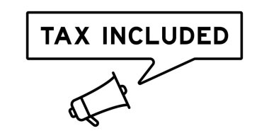 Beyaz arkaplanda kelime vergisi içeren konuşma baloncuklu megafon simgesi