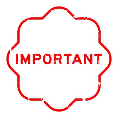 Grunge kırmızı önemli kelime beyaz arka planda kauçuk mühür