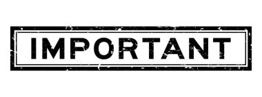 Grunge siyah önemli kelime kare kauçuk mühür beyaz arka planda