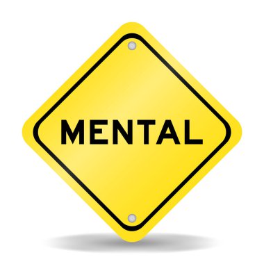 Beyaz zemin üzerinde kelime zihinsel ile sarı renk taşıma işareti