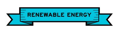 Beyaz arkaplanda mavi renkli yenilenebilir enerji sözcüğüyle şerit etiketi