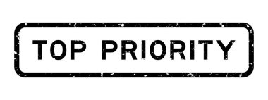 Grunge siyah öncelikli kelime beyaz arka planda kauçuk kare mühür