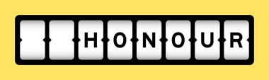 Black color in word honour on slot banner with yellow color background