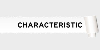 Ripped gray paper background that have word characteristic under torn part