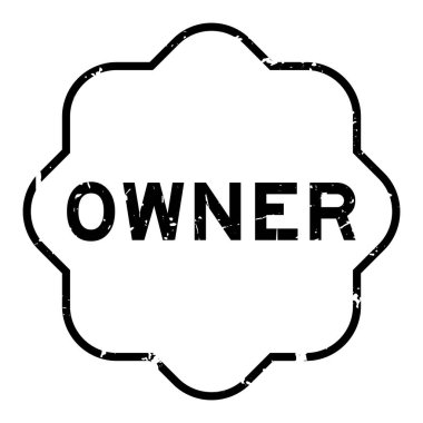 Grunge siyah sahibi beyaz arka planda lastik mühür sözcüğü