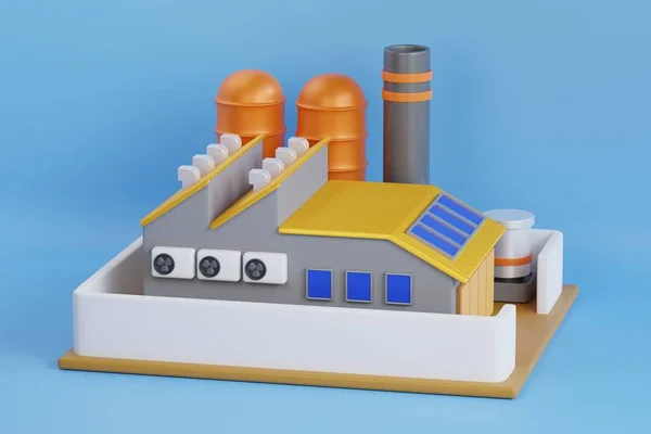 3D Illustration of Industrial Factory Building. representing factory buildings with industrial structures. 3D Illustration