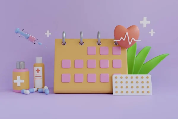 Weergave Van Het Medisch Schema Herinnering Kennisgeving Concept Pillen Kalender — Stockfoto