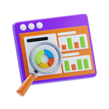 Veri Araştırması 3D Simgesi. İş finans raporu 3d simgesi