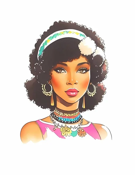 Afro Cheveux Hippie Femme — Image vectorielle
