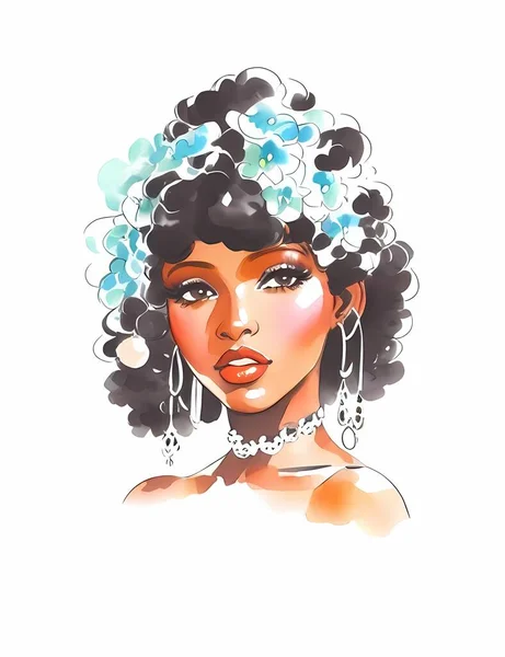 Afro Saçlı Hippi Kadın — Stok Vektör