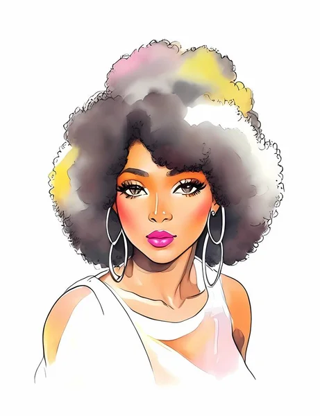 Afro Cheveux Hippie Femme — Image vectorielle