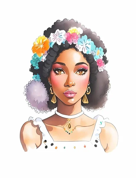 Afro Cabello Hippie Mujer — Archivo Imágenes Vectoriales