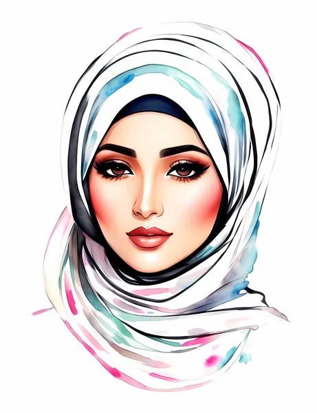 Muslimische Aquarellmalerin — Stockvektor