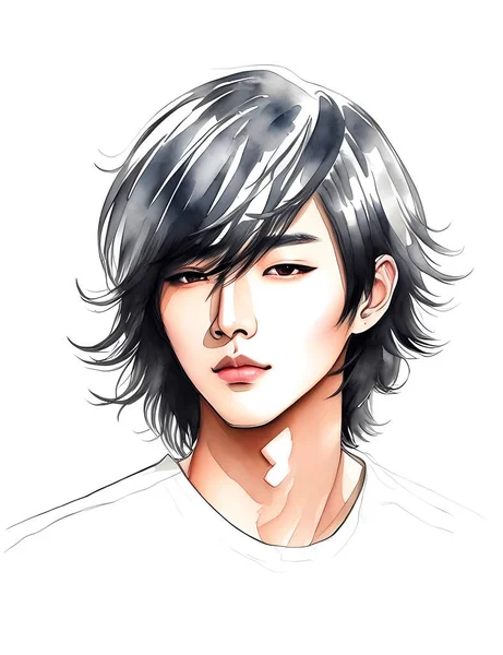Portrait Bel Homme Asiatique — Image vectorielle