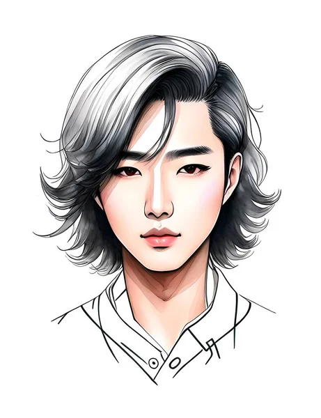 Portrait Handsome Asian Man — Stock Vector