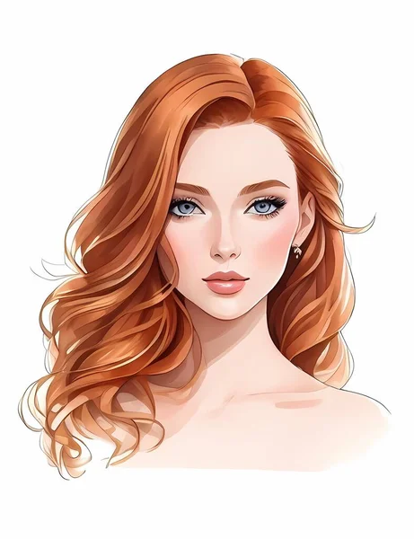 Молода Красива Дівчина Імбирним Волоссям — стоковий вектор
