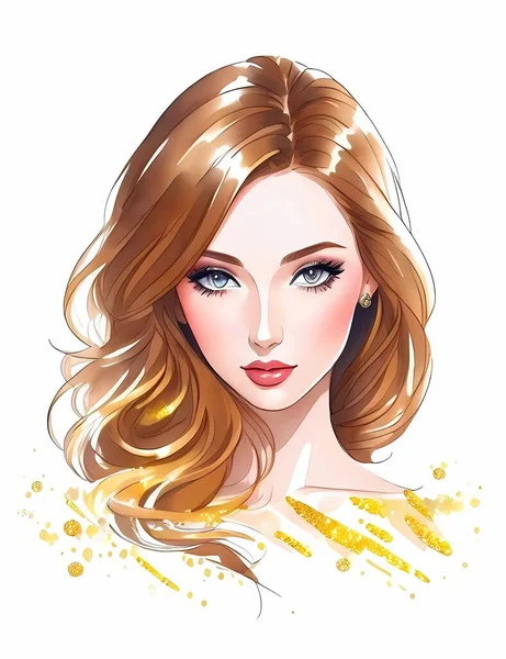 Young Beautiful Girl Ginger Hair — Stock Vector