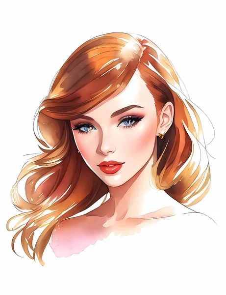 Young Beautiful Girl Ginger Hair — Stock Vector