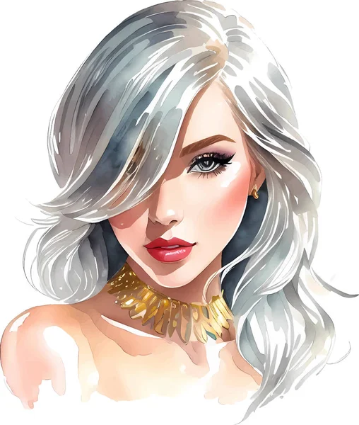 Kvinna Ansikte Med Guld Glitter Mode — Stock vektor