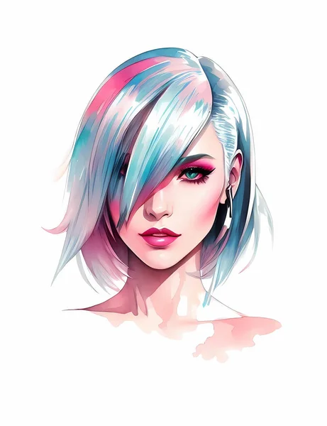 Une Belle Fille Cyberpunk — Image vectorielle