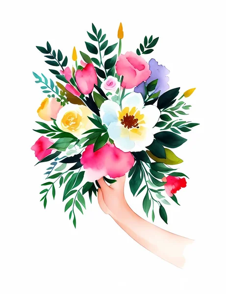 Flores Ramo Acuarela — Archivo Imágenes Vectoriales
