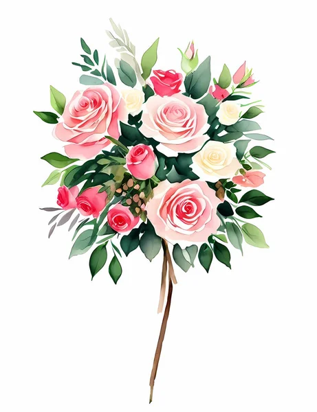 Bouquet Fleurs Aquarelle — Image vectorielle