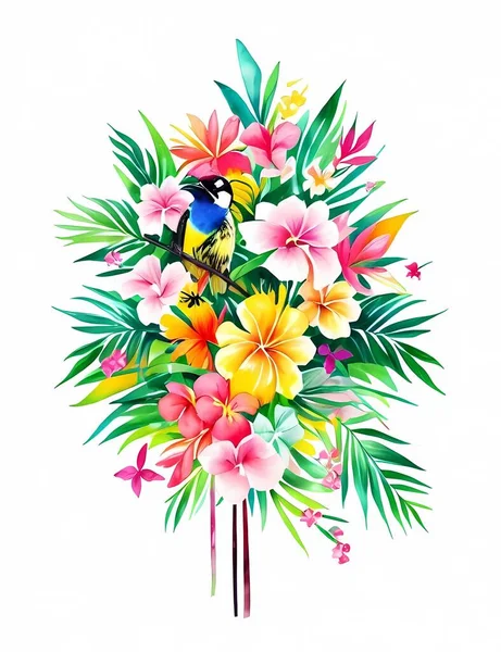 Bouquet Fleurs Tropicales — Image vectorielle